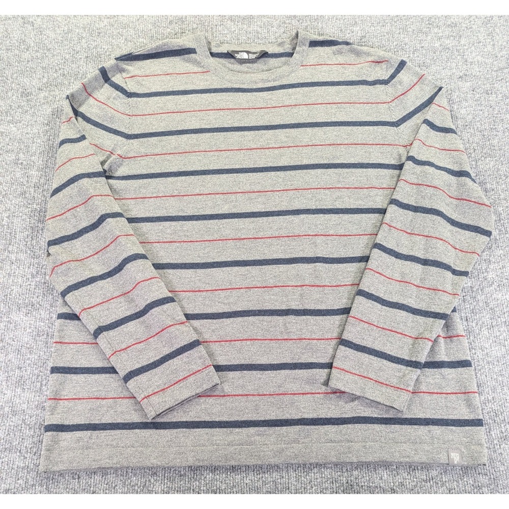 The North Face Mens Gray Striped Merino Wool Blend Sweater XL NF0A2TD7